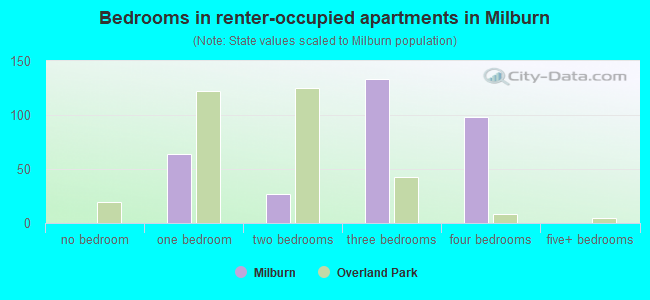 Bedrooms in renter-occupied apartments in Milburn