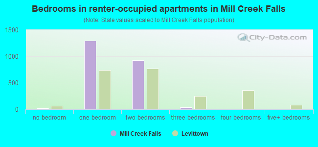 Bedrooms in renter-occupied apartments in Mill Creek Falls