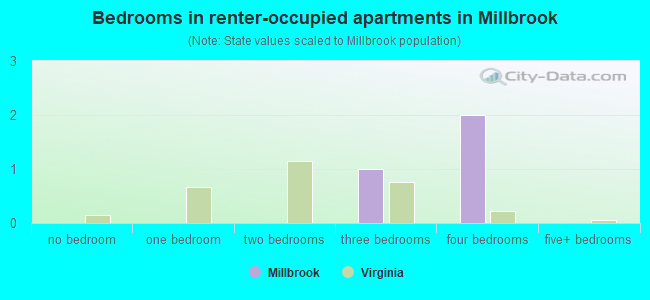 Bedrooms in renter-occupied apartments in Millbrook