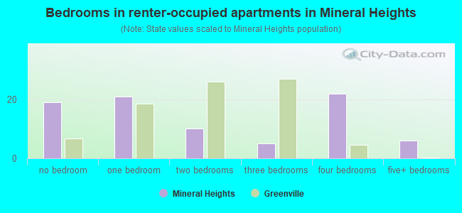 Bedrooms in renter-occupied apartments in Mineral Heights