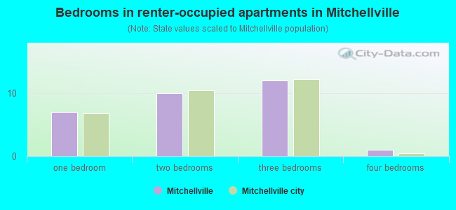 Bedrooms in renter-occupied apartments in Mitchellville