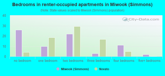 Bedrooms in renter-occupied apartments in Miwook (Simmons)