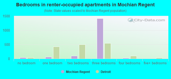 Bedrooms in renter-occupied apartments in Mochian Regent