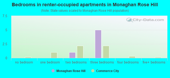 Bedrooms in renter-occupied apartments in Monaghan Rose Hill