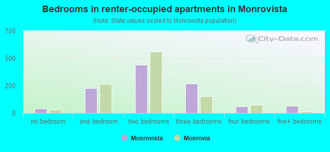 Bedrooms in renter-occupied apartments in Monrovista