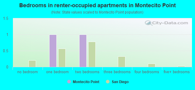 Bedrooms in renter-occupied apartments in Montecito Point