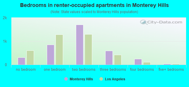Bedrooms in renter-occupied apartments in Monterey Hills