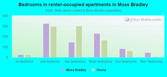 Bedrooms in renter-occupied apartments in Moss Bradley