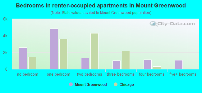 Bedrooms in renter-occupied apartments in Mount Greenwood