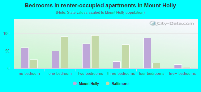 Bedrooms in renter-occupied apartments in Mount Holly