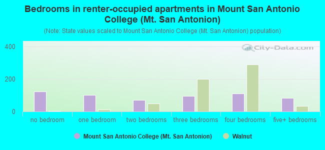 Bedrooms in renter-occupied apartments in Mount San Antonio College (Mt. San Antonion)