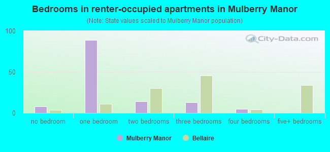 Bedrooms in renter-occupied apartments in Mulberry Manor