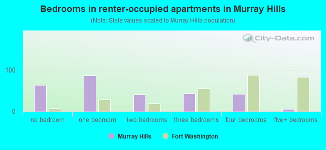 Bedrooms in renter-occupied apartments in Murray Hills