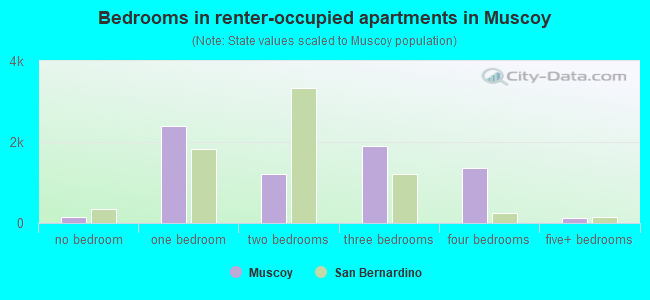 Bedrooms in renter-occupied apartments in Muscoy