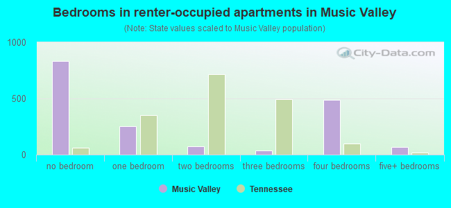 Bedrooms in renter-occupied apartments in Music Valley