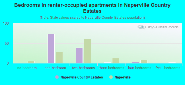 Bedrooms in renter-occupied apartments in Naperville Country Estates
