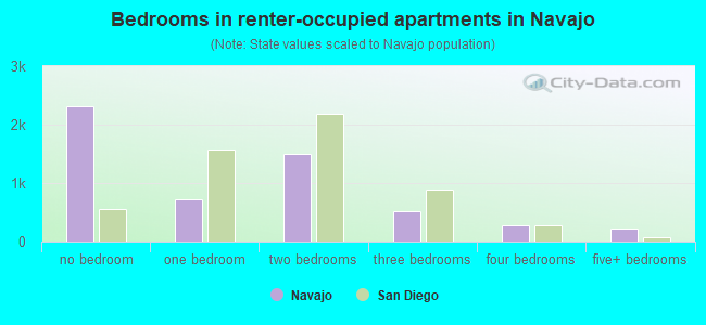 Bedrooms in renter-occupied apartments in Navajo