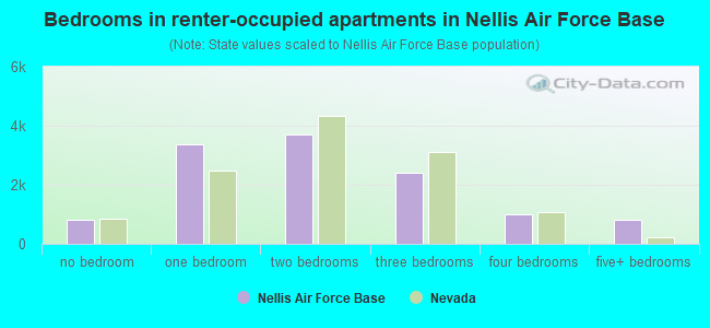 Bedrooms in renter-occupied apartments in Nellis Air Force Base