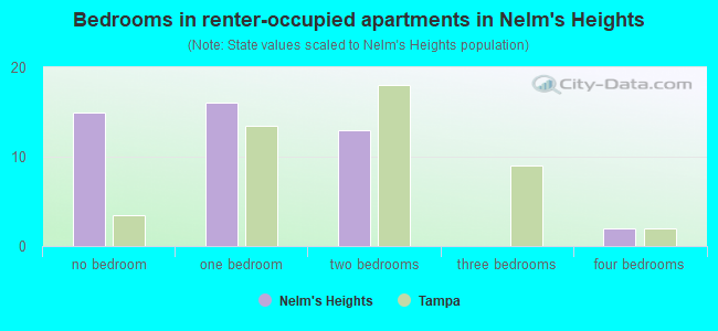 Bedrooms in renter-occupied apartments in Nelm's Heights