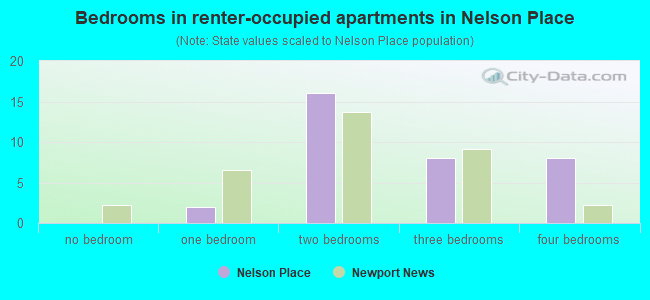 Bedrooms in renter-occupied apartments in Nelson Place