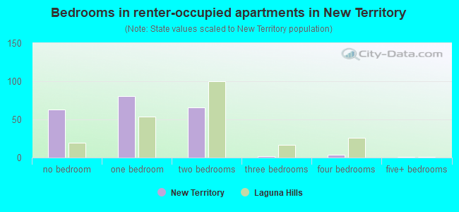 Bedrooms in renter-occupied apartments in New Territory