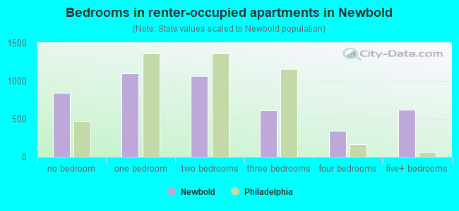 Bedrooms in renter-occupied apartments in Newbold
