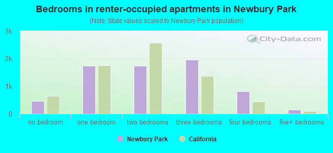 Bedrooms in renter-occupied apartments in Newbury Park