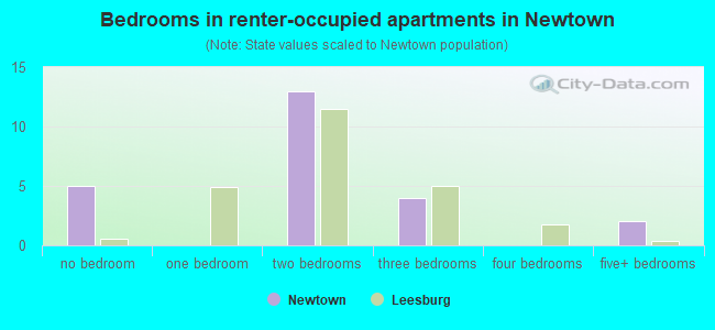 Bedrooms in renter-occupied apartments in Newtown