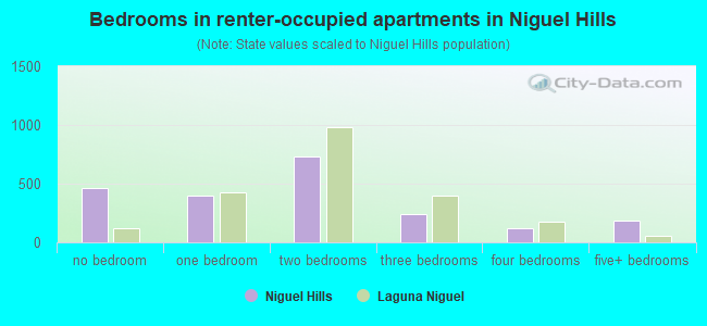Bedrooms in renter-occupied apartments in Niguel Hills
