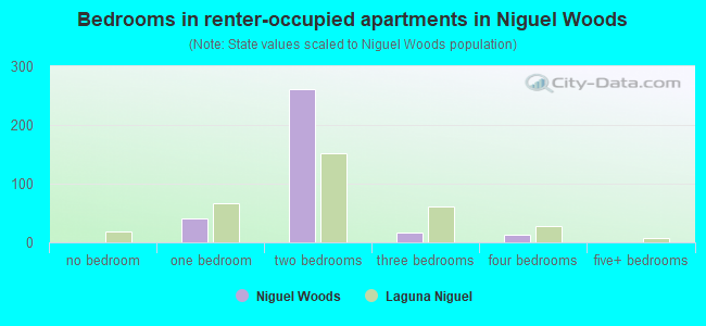 Bedrooms in renter-occupied apartments in Niguel Woods