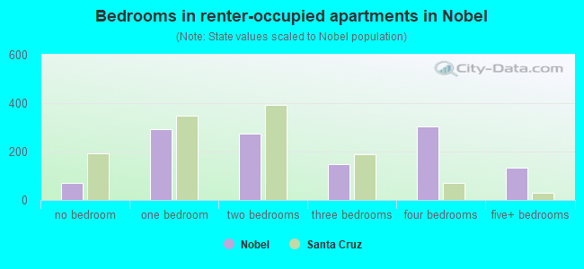 Bedrooms in renter-occupied apartments in Nobel