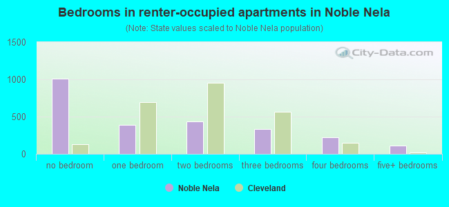 Bedrooms in renter-occupied apartments in Noble Nela