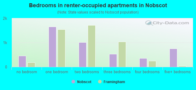 Bedrooms in renter-occupied apartments in Nobscot