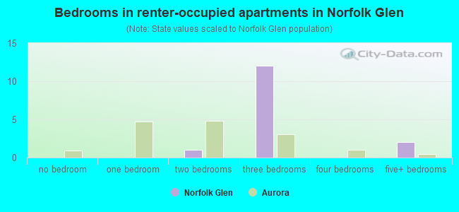 Bedrooms in renter-occupied apartments in Norfolk Glen
