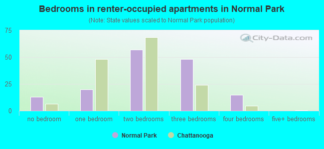 Bedrooms in renter-occupied apartments in Normal Park