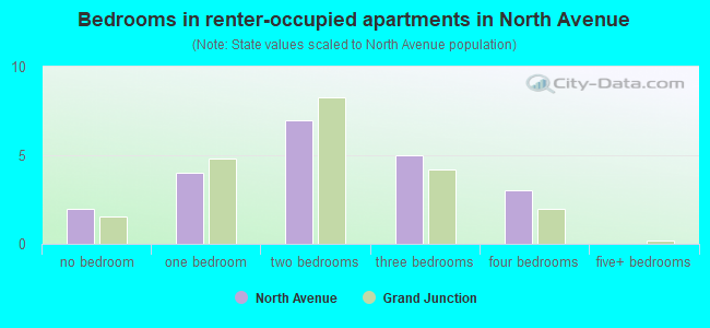 Bedrooms in renter-occupied apartments in North Avenue