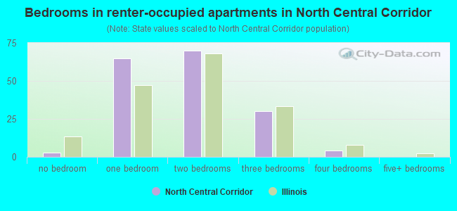 Bedrooms in renter-occupied apartments in North Central Corridor