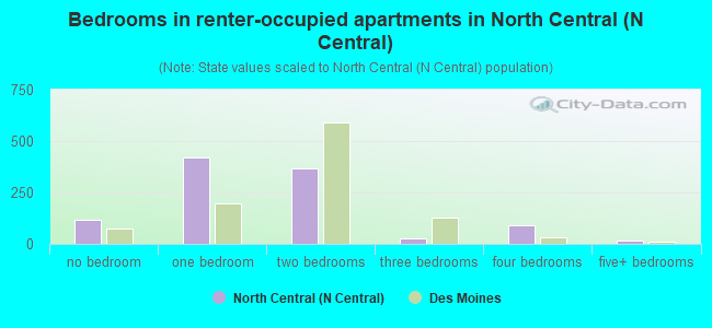 Bedrooms in renter-occupied apartments in North Central (N Central)