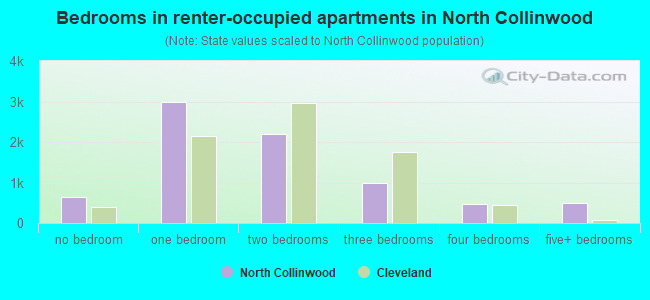 Bedrooms in renter-occupied apartments in North Collinwood