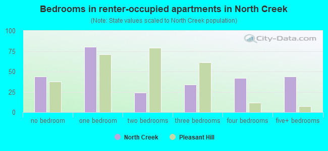 Bedrooms in renter-occupied apartments in North Creek
