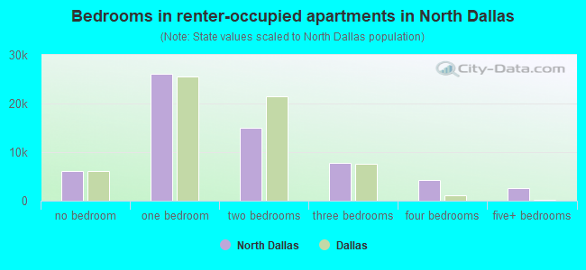Bedrooms in renter-occupied apartments in North Dallas