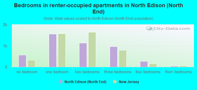 Bedrooms in renter-occupied apartments in North Edison (North End)