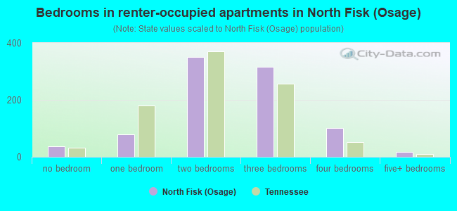 Bedrooms in renter-occupied apartments in North Fisk (Osage)