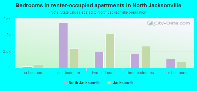 Bedrooms in renter-occupied apartments in North Jacksonville