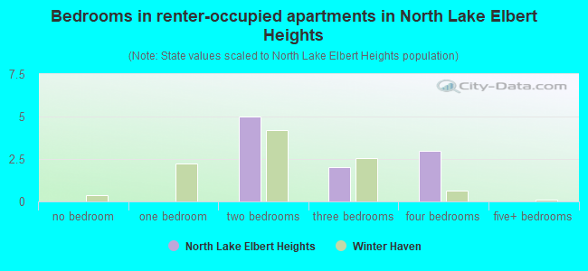 Bedrooms in renter-occupied apartments in North Lake Elbert Heights
