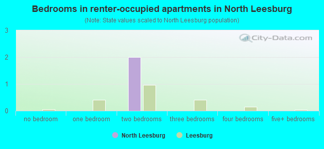Bedrooms in renter-occupied apartments in North Leesburg