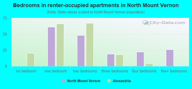 Bedrooms in renter-occupied apartments in North Mount Vernon