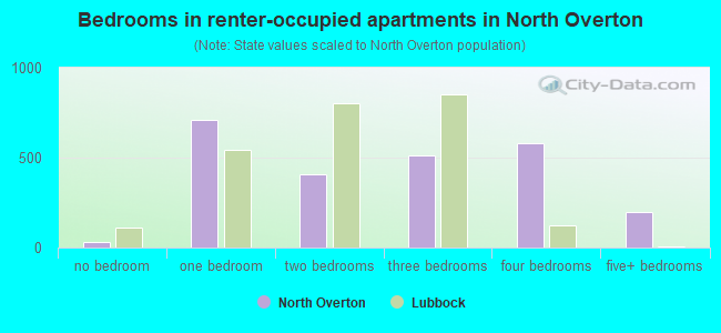 Bedrooms in renter-occupied apartments in North Overton
