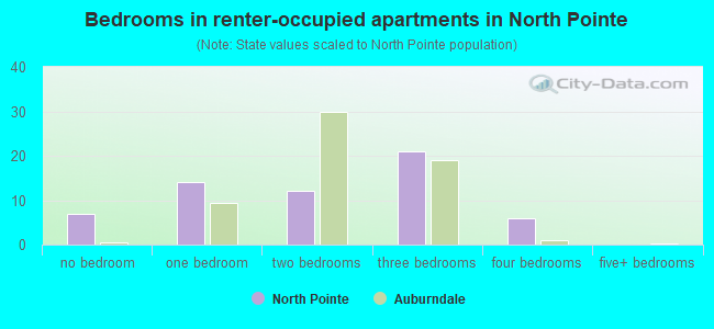 Bedrooms in renter-occupied apartments in North Pointe