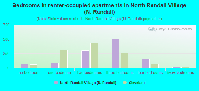 Bedrooms in renter-occupied apartments in North Randall Village (N. Randall)